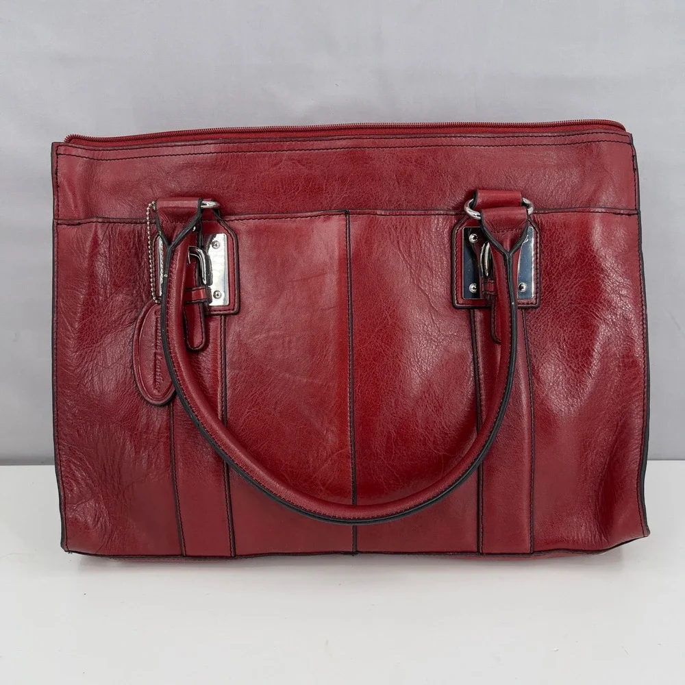 NWT Vintage Y2K Wilson's Red Leather Briefcase Laptop Messenger Bag Crossbody